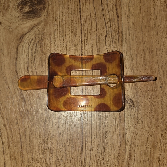 Vintage Tortoise Shell Hair Slide with Stick Closure Hair Clip - Picture 2 of 3